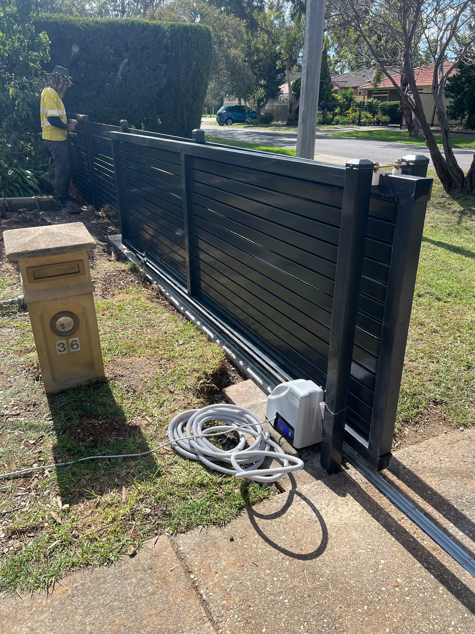 Finished automatic aluminium sliding gate, Werribee