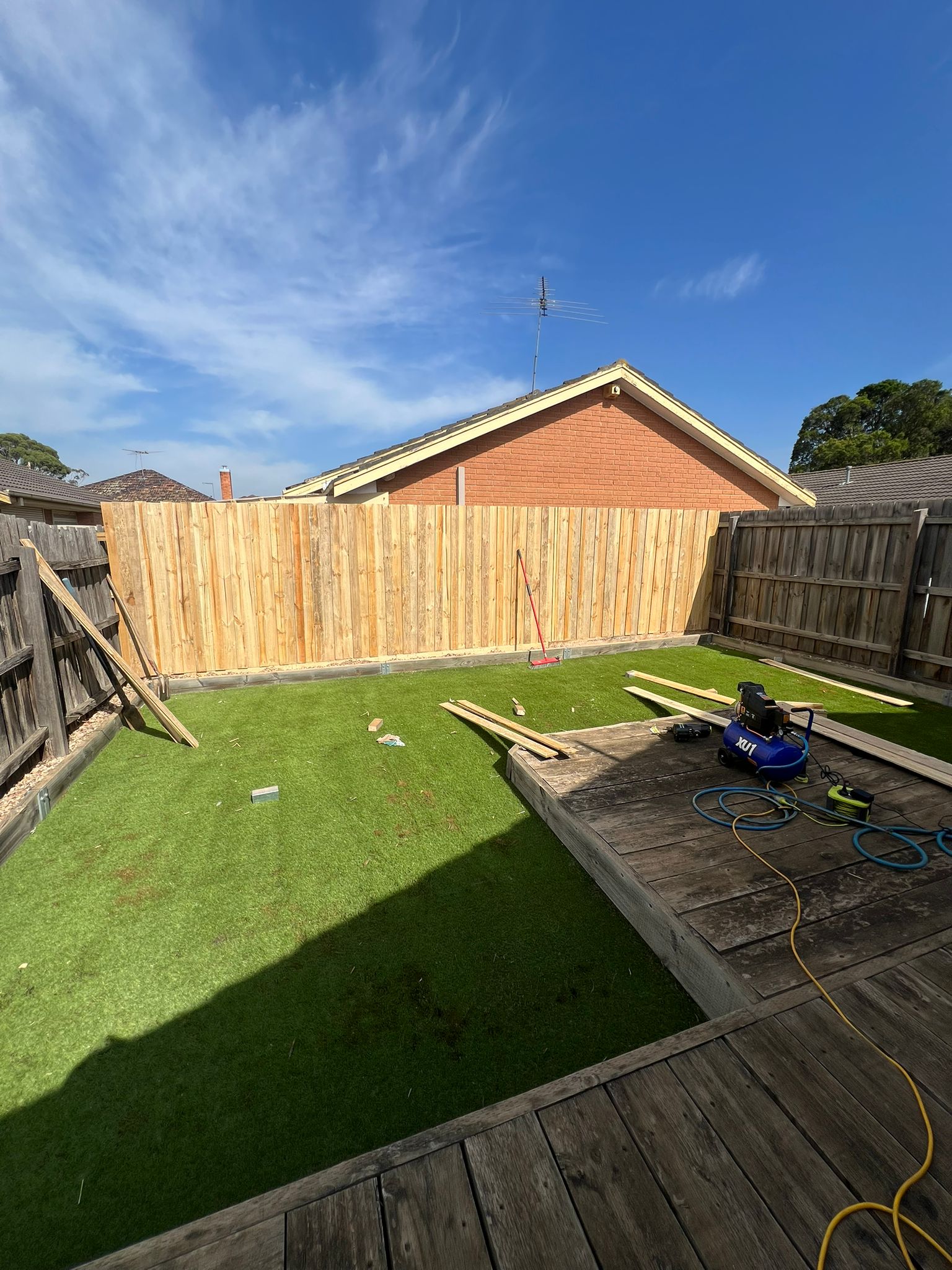 Finished timber paling in backyard, Sunshine